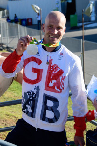 Richard Hounslow with his silver Olympic medal