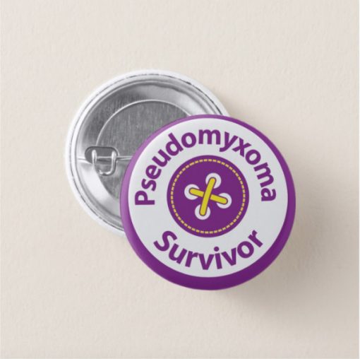 Small, 3.2 cm (1.25") Round Pseudomyxoma Survivor Badge