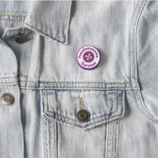 Pseudomyxoma Survivor Button Badge with logo