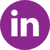 LinkedIn logo, white letter 'in' in a purple circle