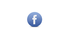 Facebook logo, blue button with a white f