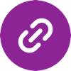 Linktree icon, white link on a purple circle